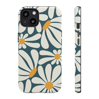 Retro Blue Daisy Pattern Phone Case - Blue Phone Case - iPhone 13 / Glossy
