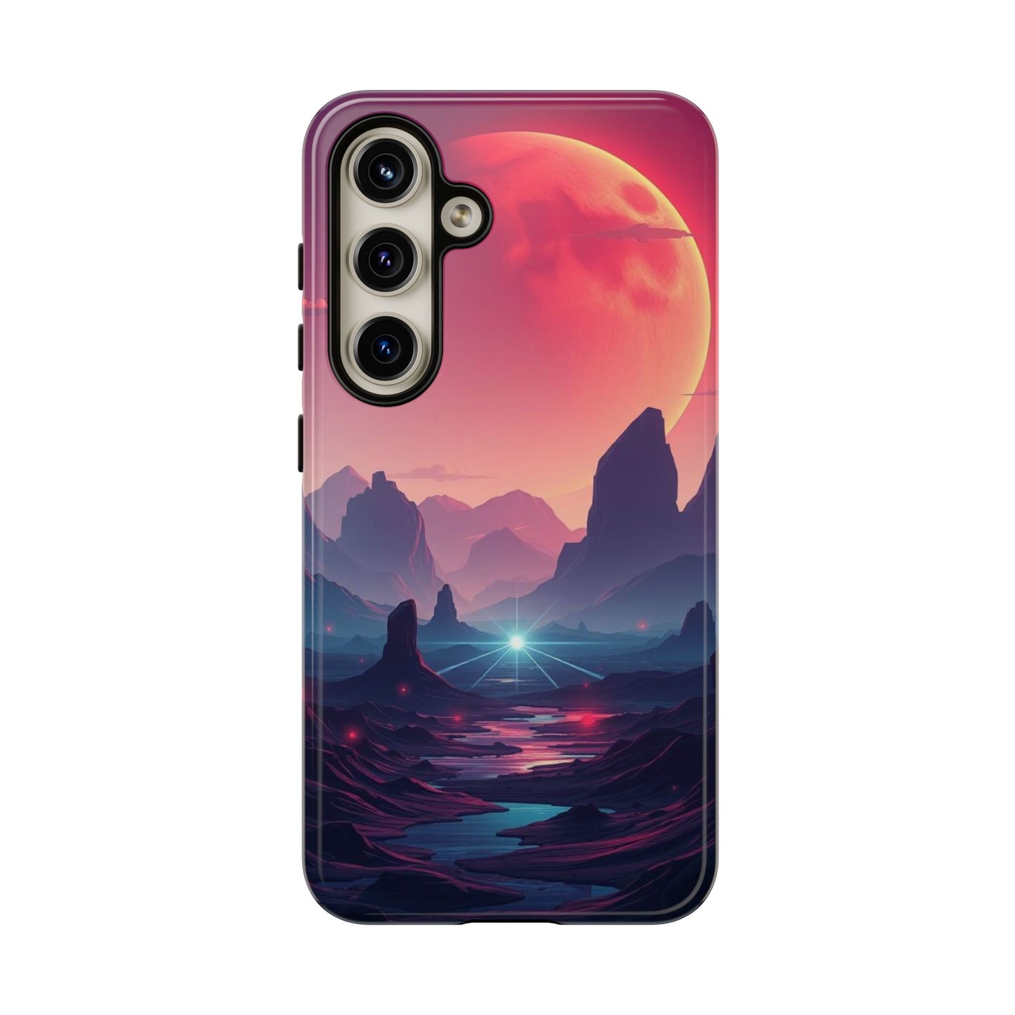 Samsung Galaxy S24 / Glossy Phone Case - Alien Moon Landscape Design Phone Case