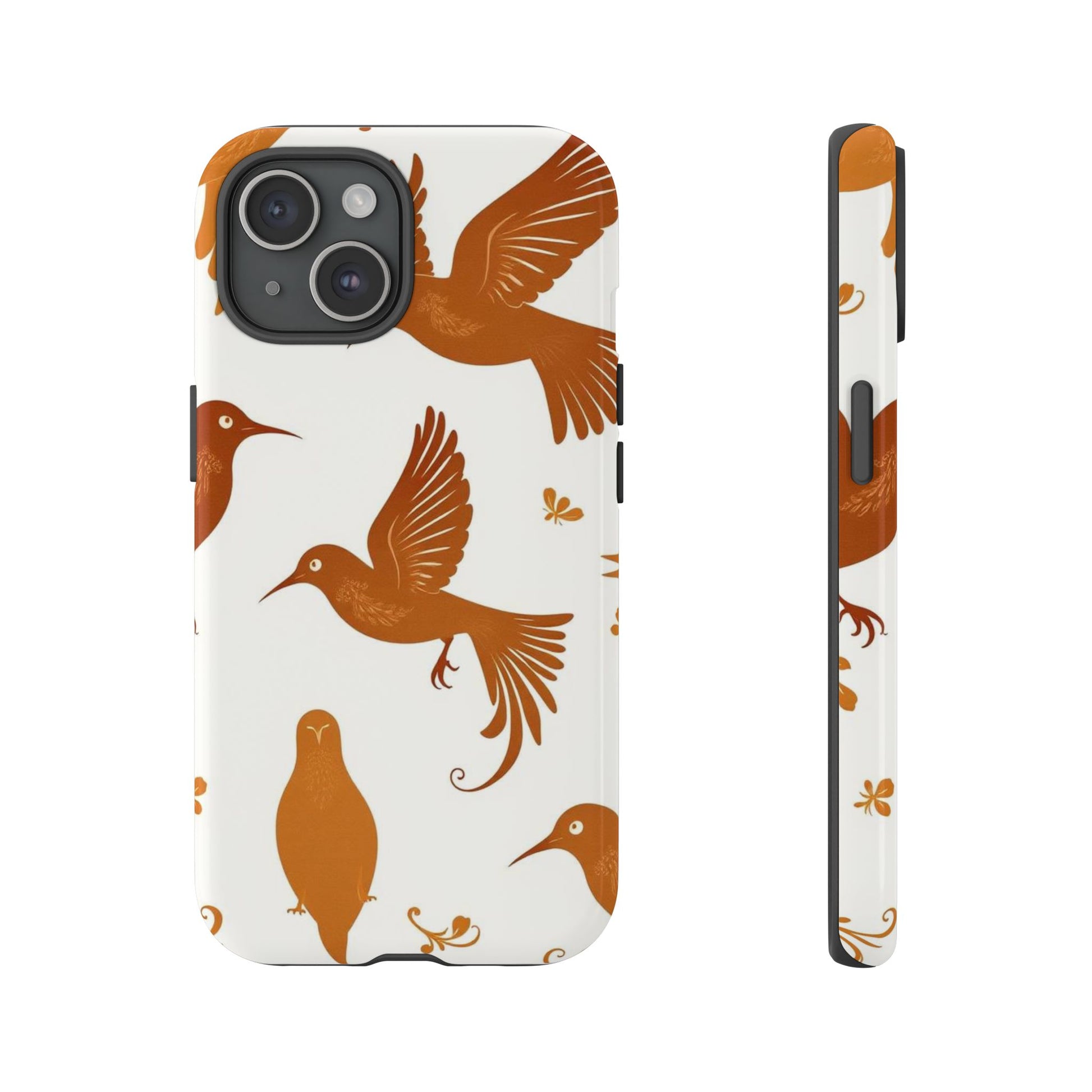 Abstract Bird Pattern Phone Case - White Phone Case - iPhone 15 / Glossy