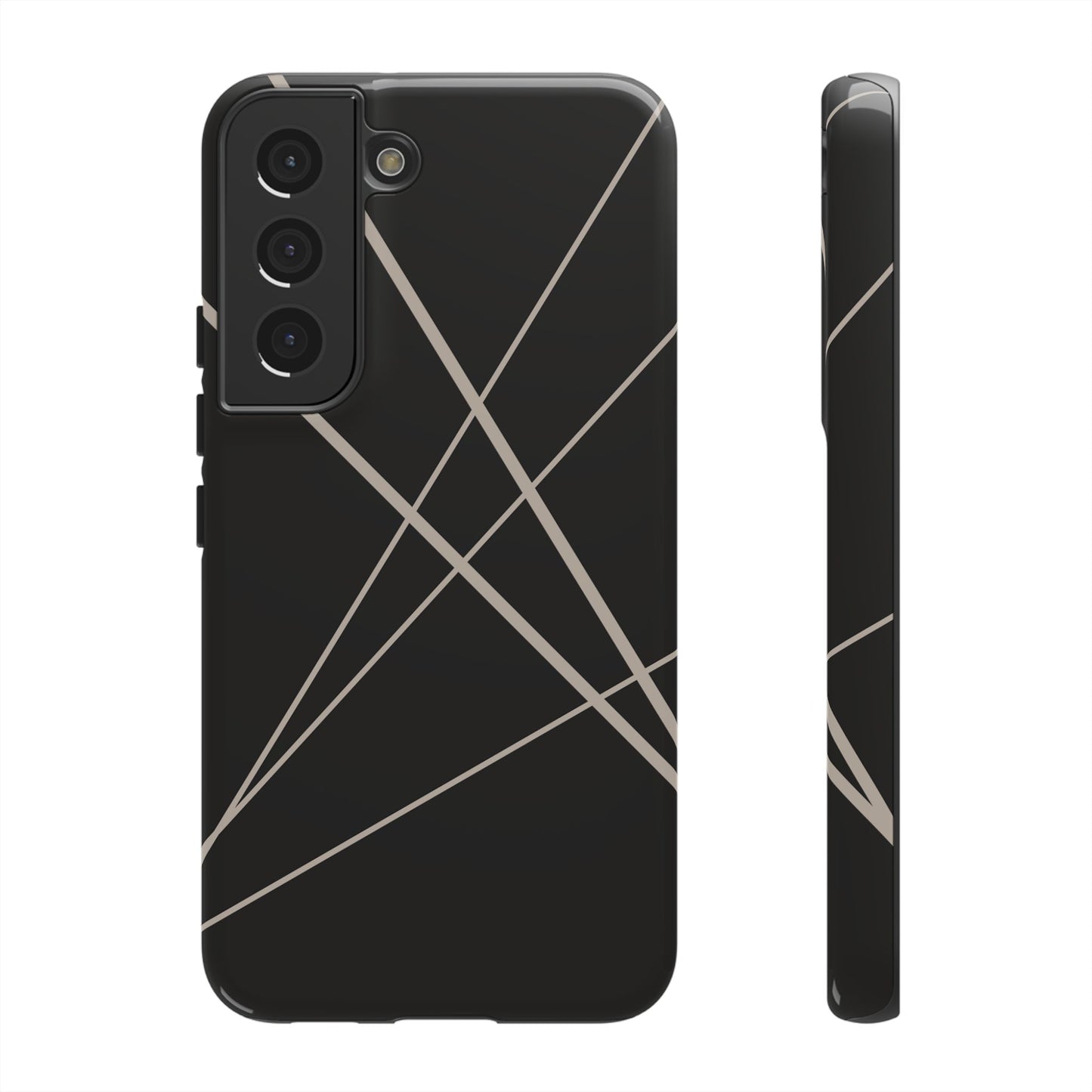 Samsung Galaxy S22 / Glossy Phone Case - Abstract Black with Grey Lines Phone Case