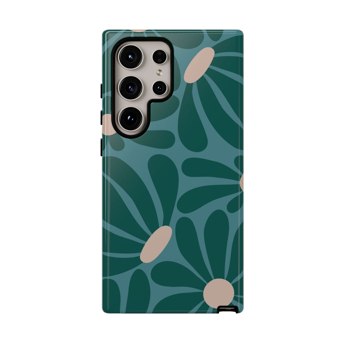 Retro Turquoise Daisy Pattern Phone Case - Green Phone Case - Samsung Galaxy S24 Ultra / Glossy