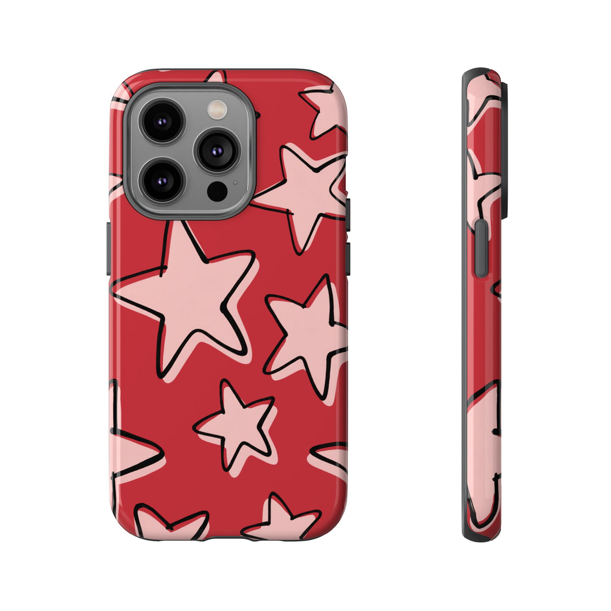 Cherry Red Doodle Star Phone Case