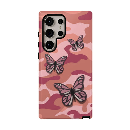 Samsung Galaxy S24 Ultra / Glossy Phone Case - Pink Butterfly Camo Phone Case