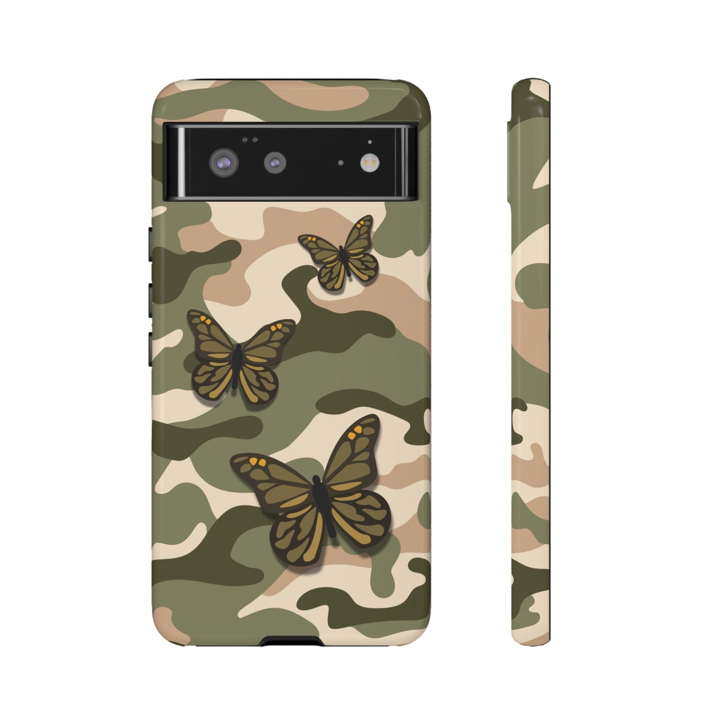 Google Pixel 6 / Glossy Phone Case - Green Butterfly Camo Phone Case