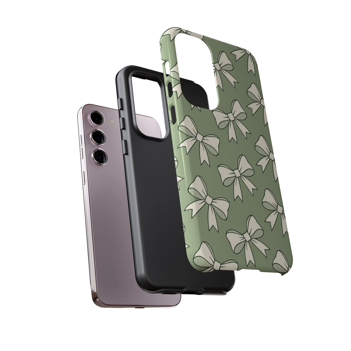 Chic Sage Green Bow Pattern Phone Case