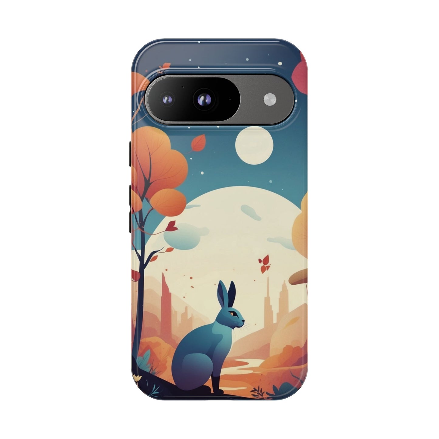 Google Pixel 9 / Glossy Phone Case - Stylised Blue Hare Design Phone Case