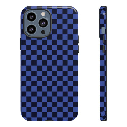 iPhone 13 Pro Max / Glossy Phone Case - ’Bold Blue Checkered Pattern’ Phone Case