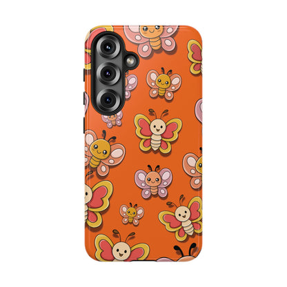 Samsung Galaxy S25 / Glossy Phone Case - Orange Butterfly Sticker Design Phone Case