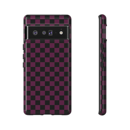 Trendy Plum & Black Small Checked Pattern Phone Case - Purple Phone Case - Google Pixel 6 Pro / Glossy