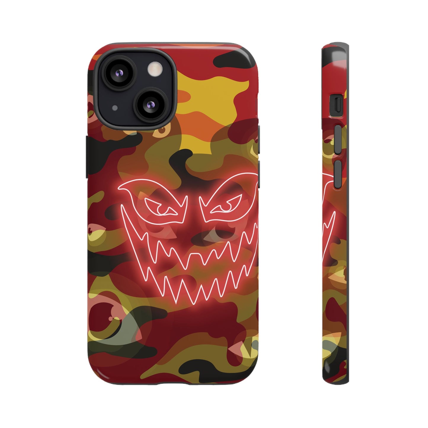 Inferno Neon Face Camo Phone Case - Red Phone Case - iPhone 13 Mini / Glossy