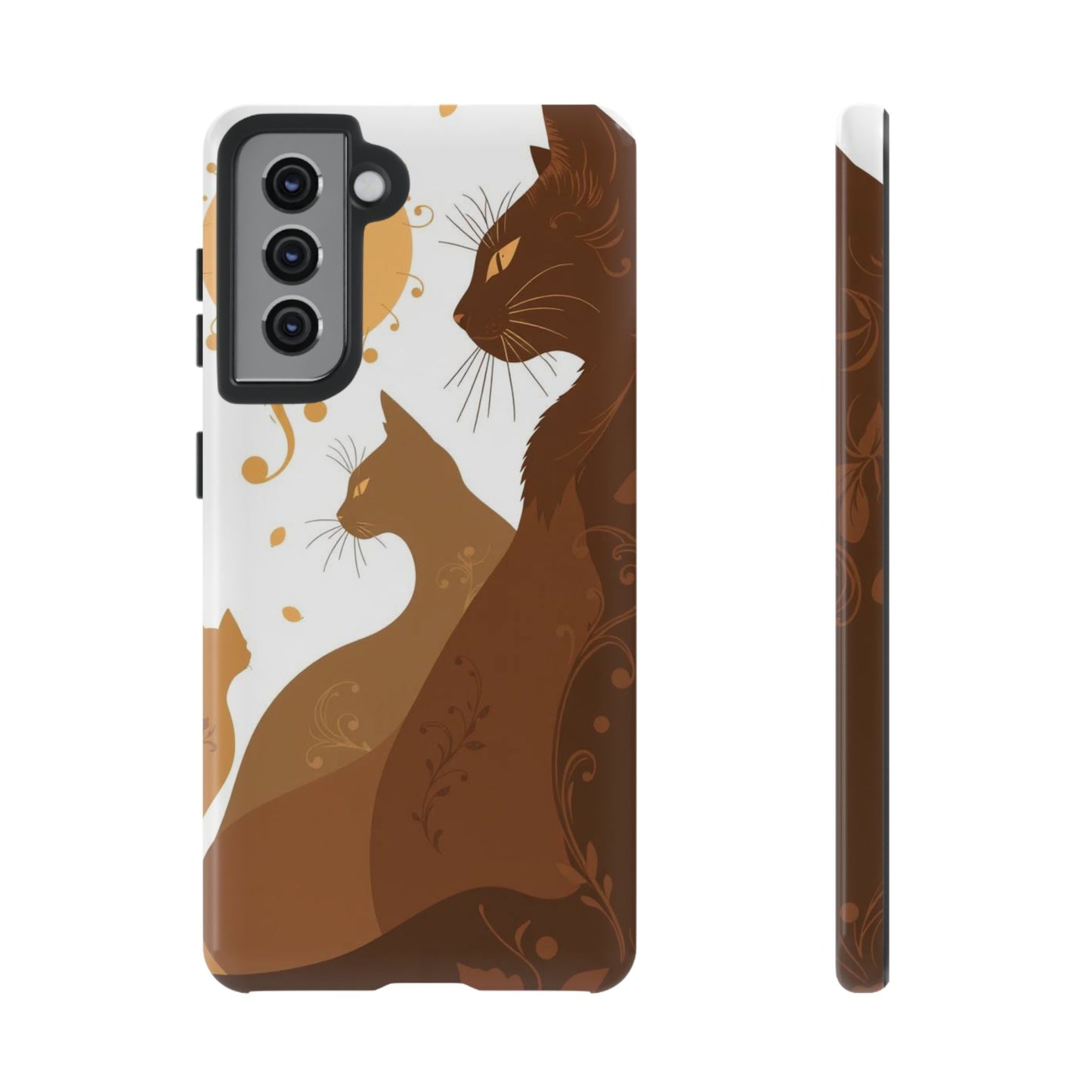 Samsung Galaxy S21 / Glossy Phone Case - Abstract Cat Pattern Design Phone Case