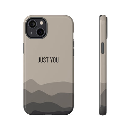 iPhone 14 Plus / Glossy Phone Case - Minimalist Beige Waves ’Just You’ Statement Phone Case