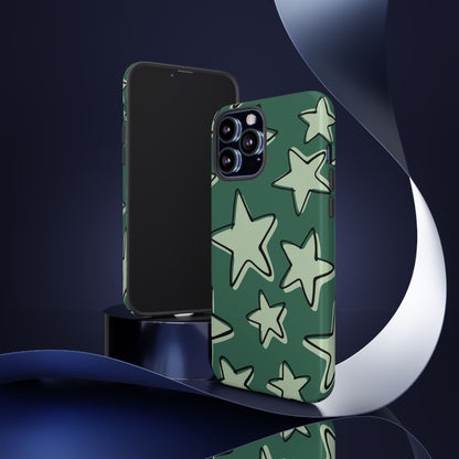 Forest Green Doodle Star Phone Case