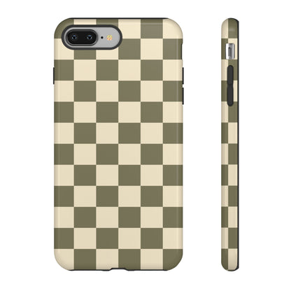 iPhone 8 Plus / Glossy Phone Case - ’Green Checkered Pattern’ Phone Case