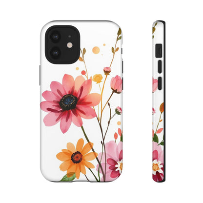 iPhone 12 Mini / Glossy Phone Case - Watercolour Style Simple Wildflower Design Phone Case
