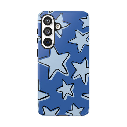Cobalt Blue Doodle Star Phone Case