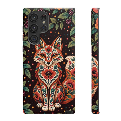 Vibrant Terracotta and Teal Calavera Fox Phone Case - Multicolor Phone Case - Samsung Galaxy S22 Ultra / Glossy