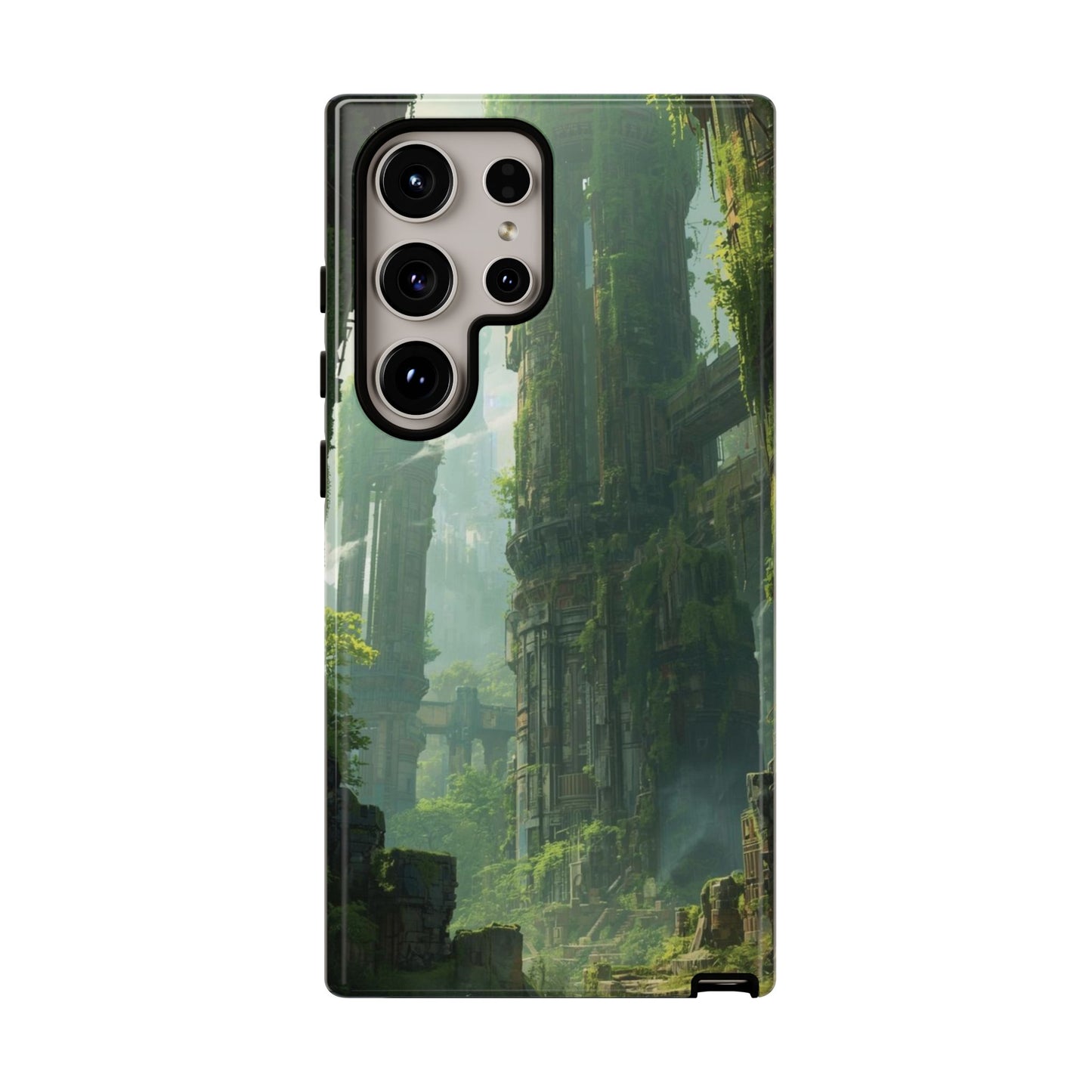 Samsung Galaxy S24 Ultra / Glossy Phone Case - Overgrown Future Ruins Sci-fi Phone Case