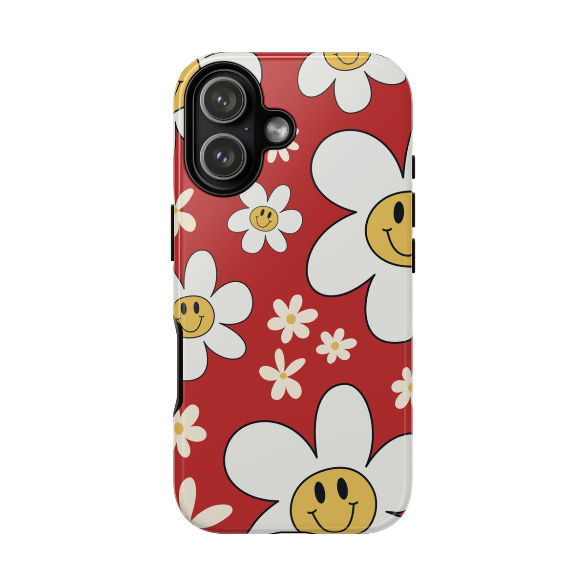 Fun Retro Daisy Pattern with Red Background Phone Case - Red Phone Case - iPhone 17 / Glossy