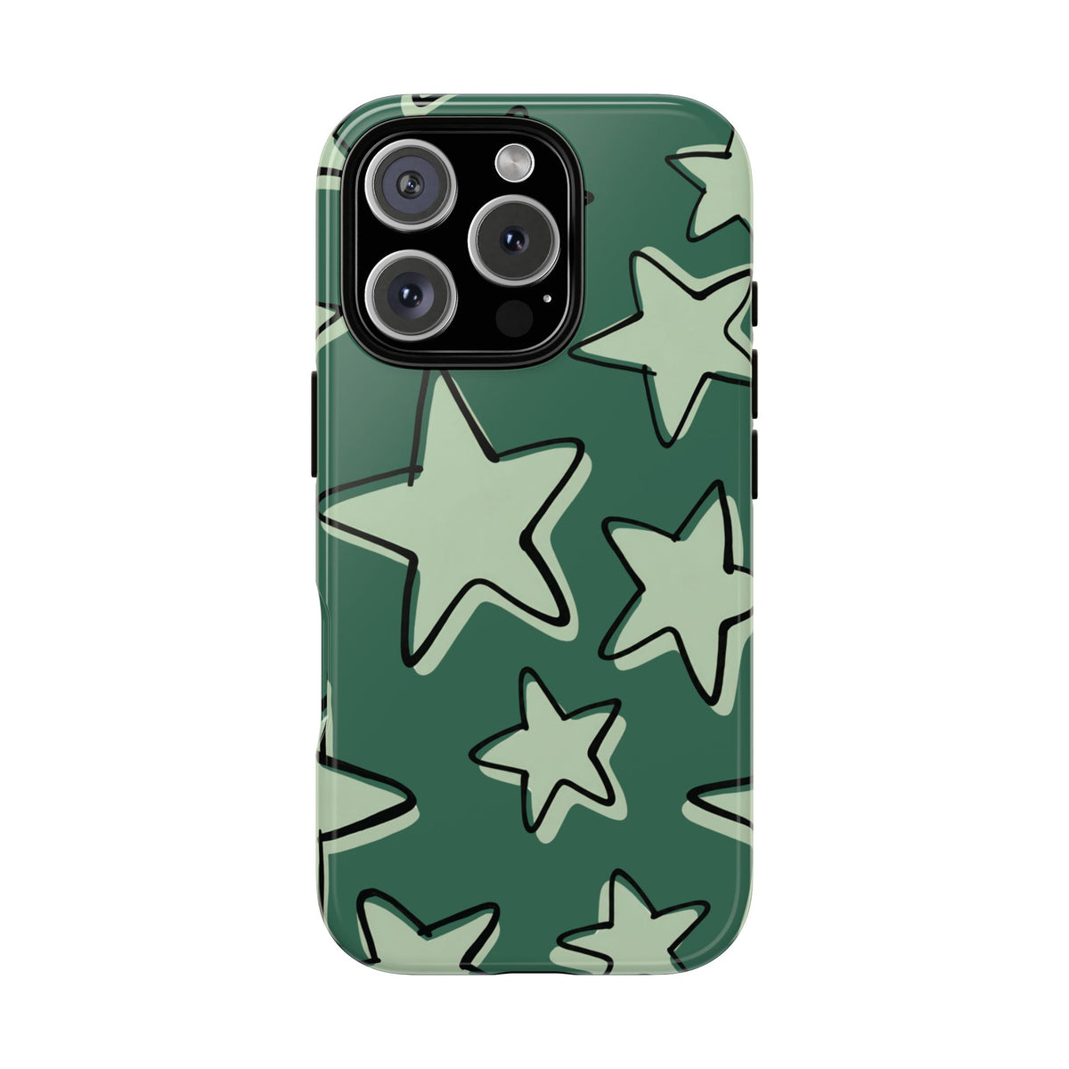 Forest Green Doodle Star Phone Case