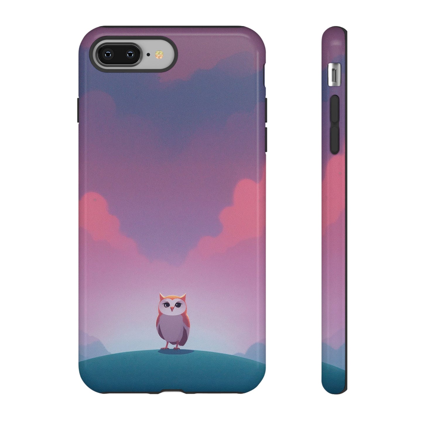 iPhone 8 Plus / Glossy Phone Case - Watercolour Owl & Cloud Design Phone Case