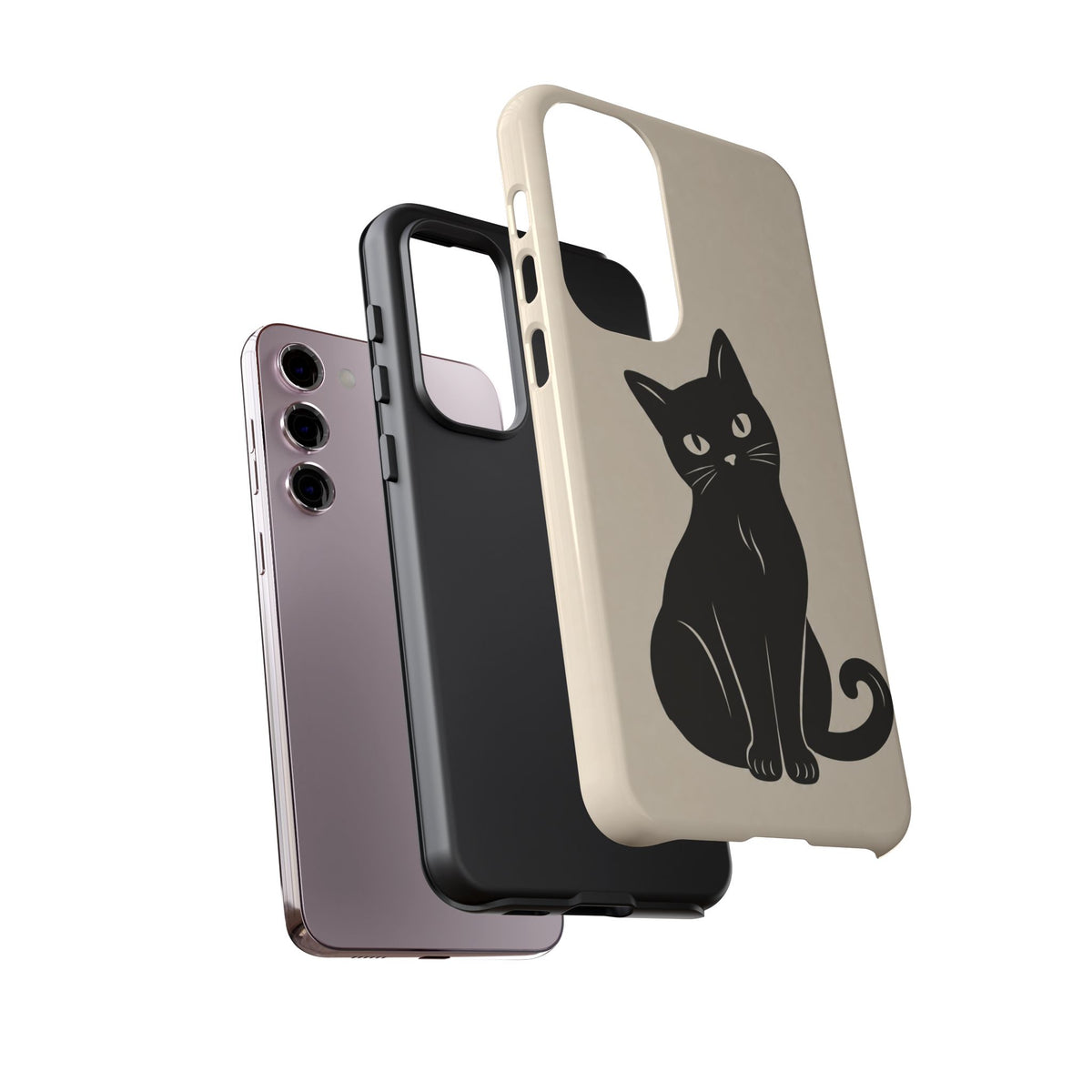 Minimalist Cream & Black Cat Phone Case