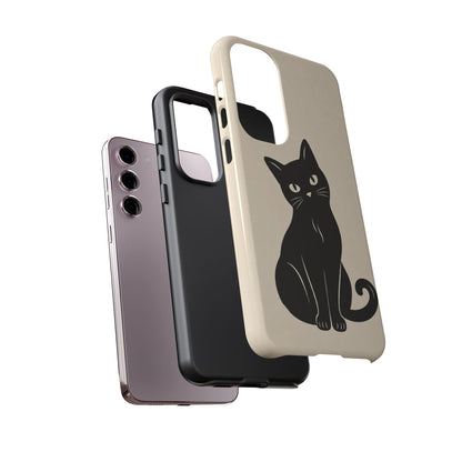 Minimalist Cream & Black Cat Phone Case