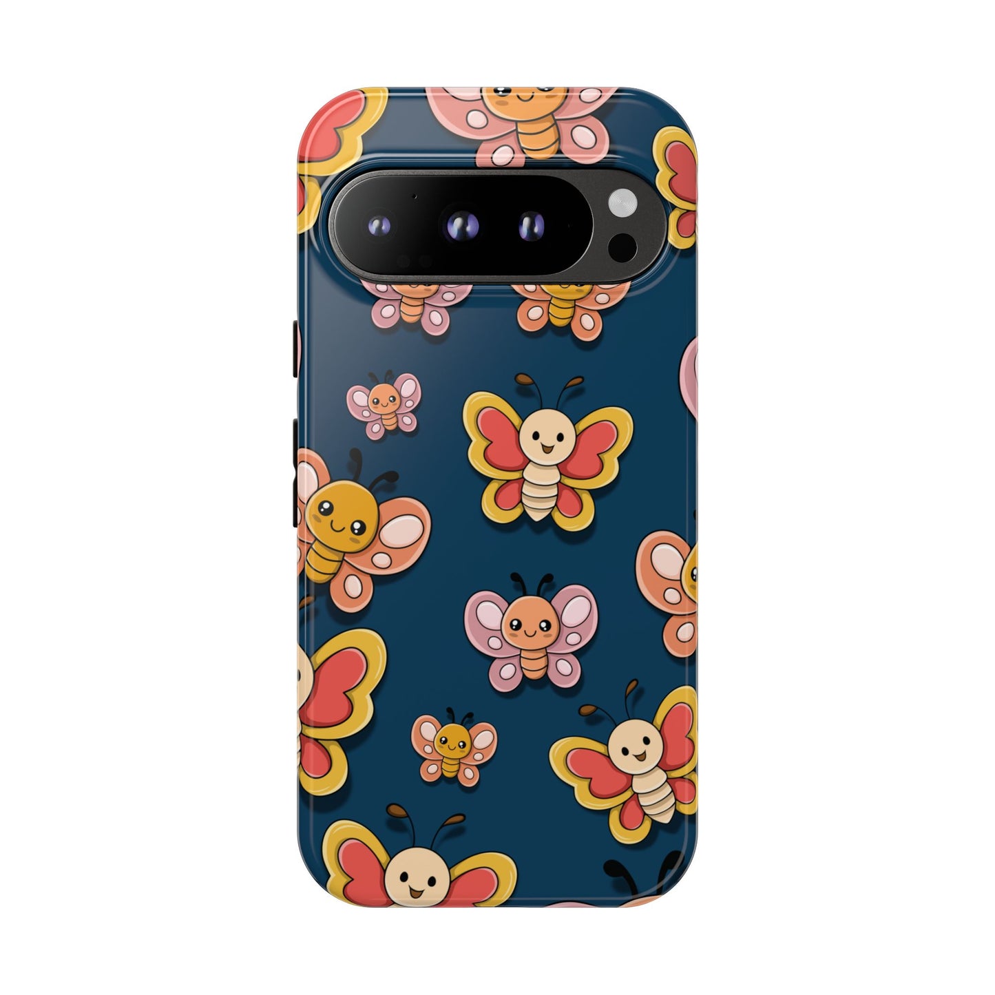Dark Blue Butterfly Sticker Design Phone Case - Blue Phone Case - Google Pixel 9 Pro / Glossy