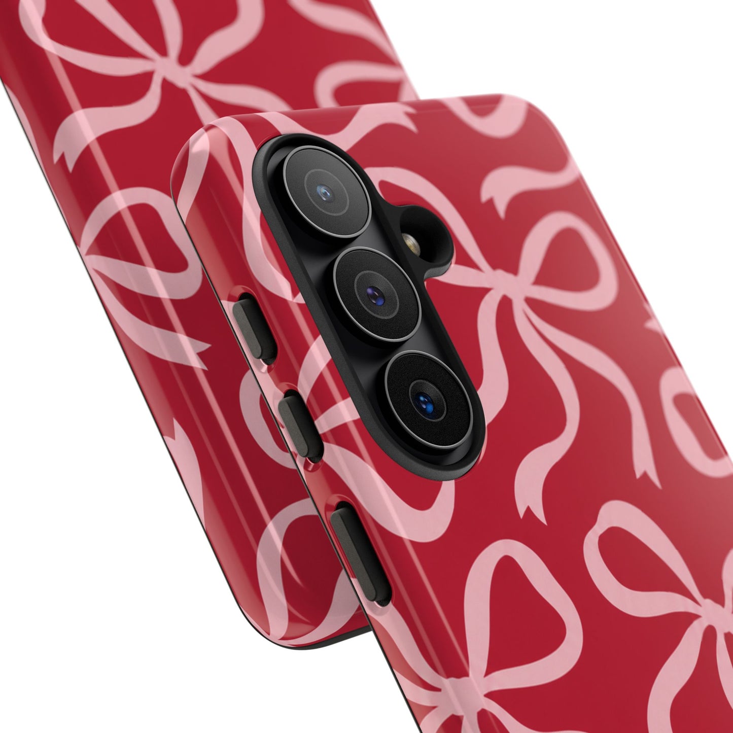 Bold Raspberry Red and Blush Pink Bow Pattern Phone Case
