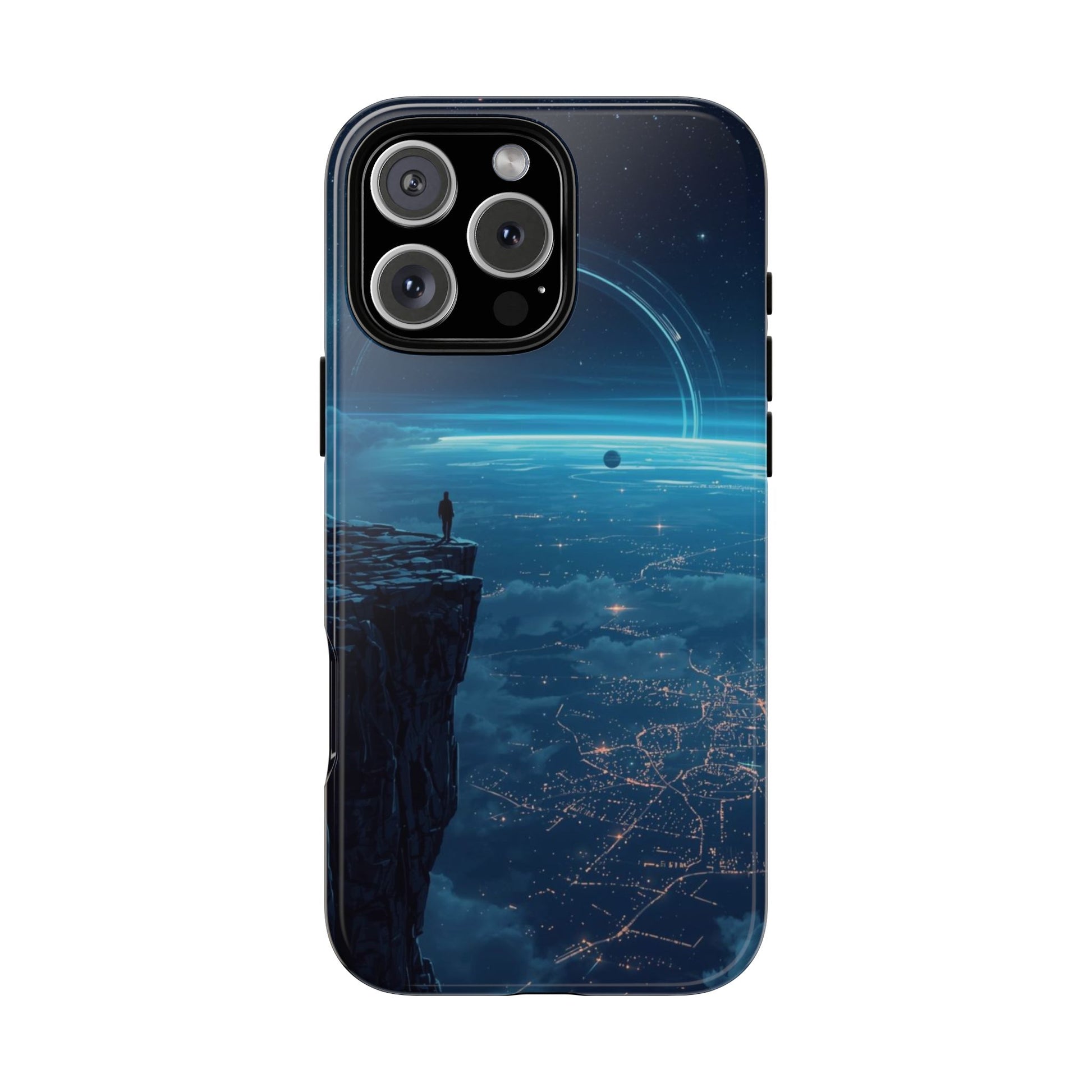 Orbital Ring Horizon Sci-fi Phone Case - Blue Phone Case - iPhone 16 Pro Max / Glossy