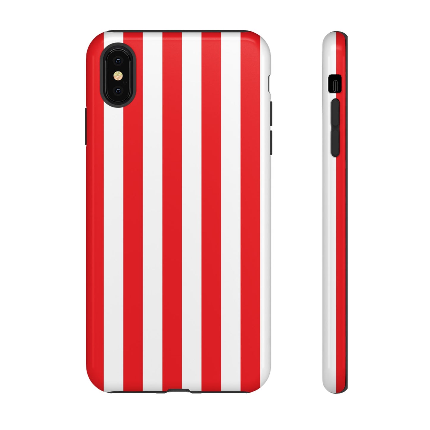 iPhone XS MAX / Glossy Phone Case - Simple Red & White Stripe Pattern Phone Case