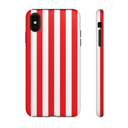 iPhone XS MAX / Glossy Phone Case - Simple Red & White Stripe Pattern Phone Case