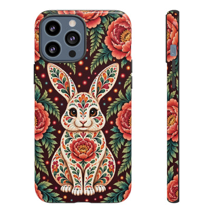 Cute Terracotta and Teal Calavera Bunny Phone Case - Phone Case - iPhone 13 Pro Max / Glossy