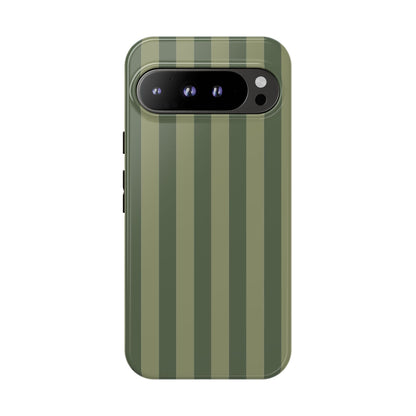 Google Pixel 9 Pro XL / Glossy Phone Case - ’Green Stripe Pattern’ Phone Case