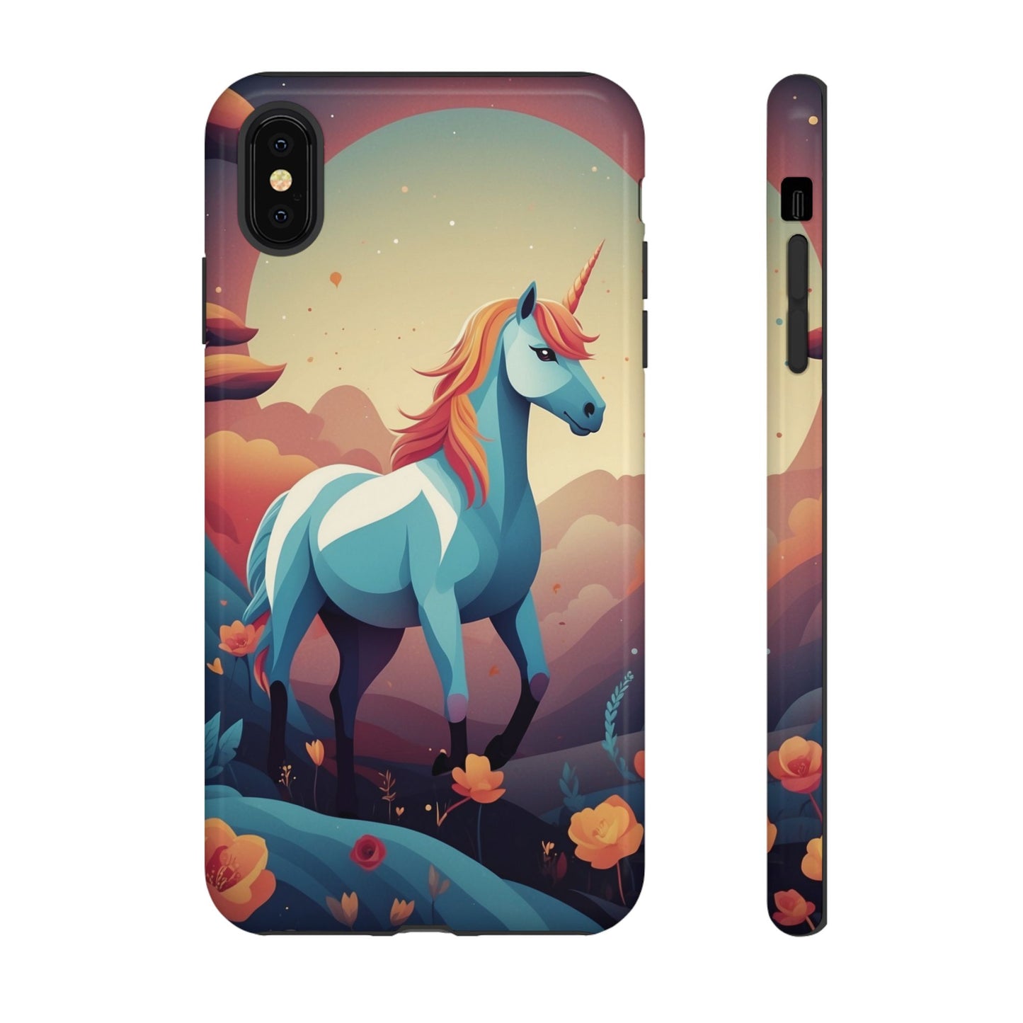 iPhone XS MAX / Glossy Phone Case - Stylised Unicorn Design Phone Case