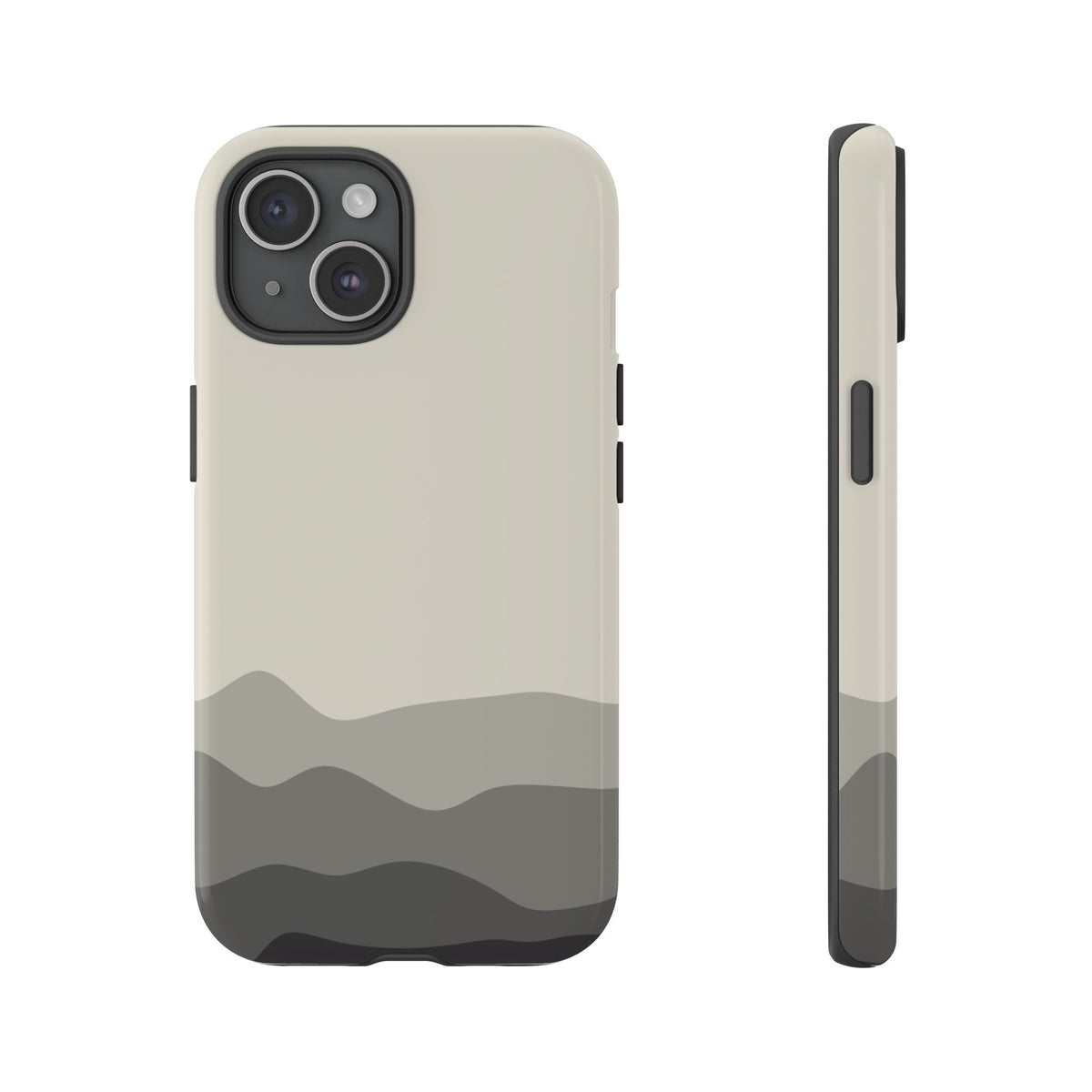 Ivory Abstract Waves Protective Phone Case - White Phone Case - iPhone 15 / Glossy