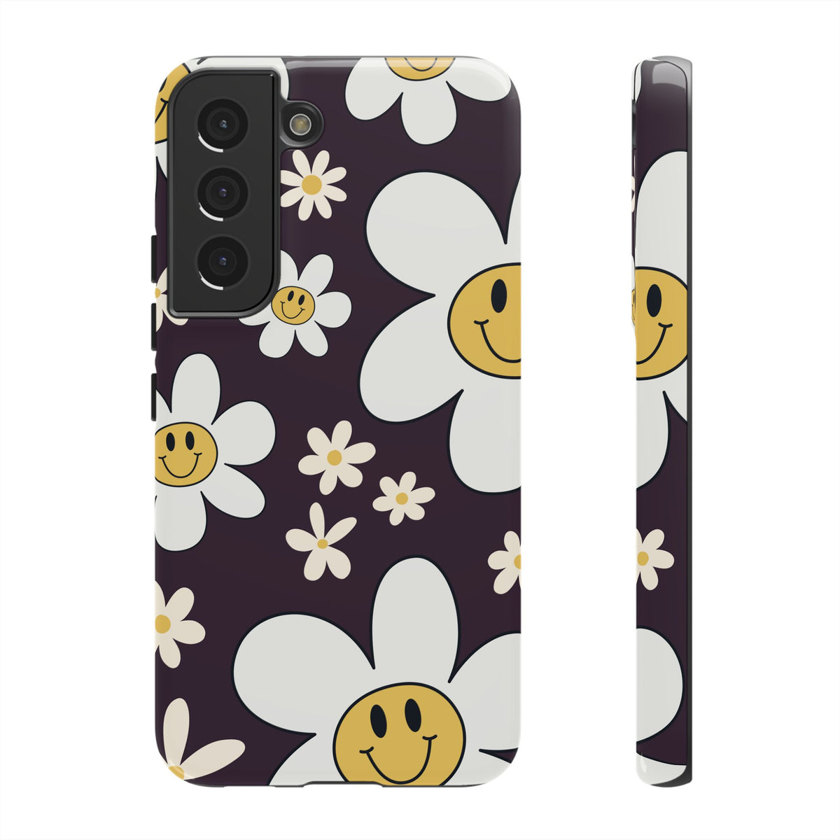 Fun Retro Daisy Pattern with Purple Background Phone Case - Purple Phone Case - Samsung Galaxy S22 / Glossy