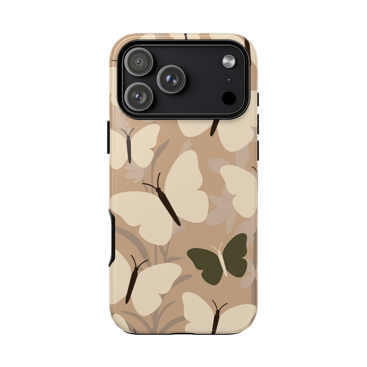 Minimalist Beige Butterfly Pattern Phone Case - Beige Phone Case - iPhone 17 Pro Max / Glossy