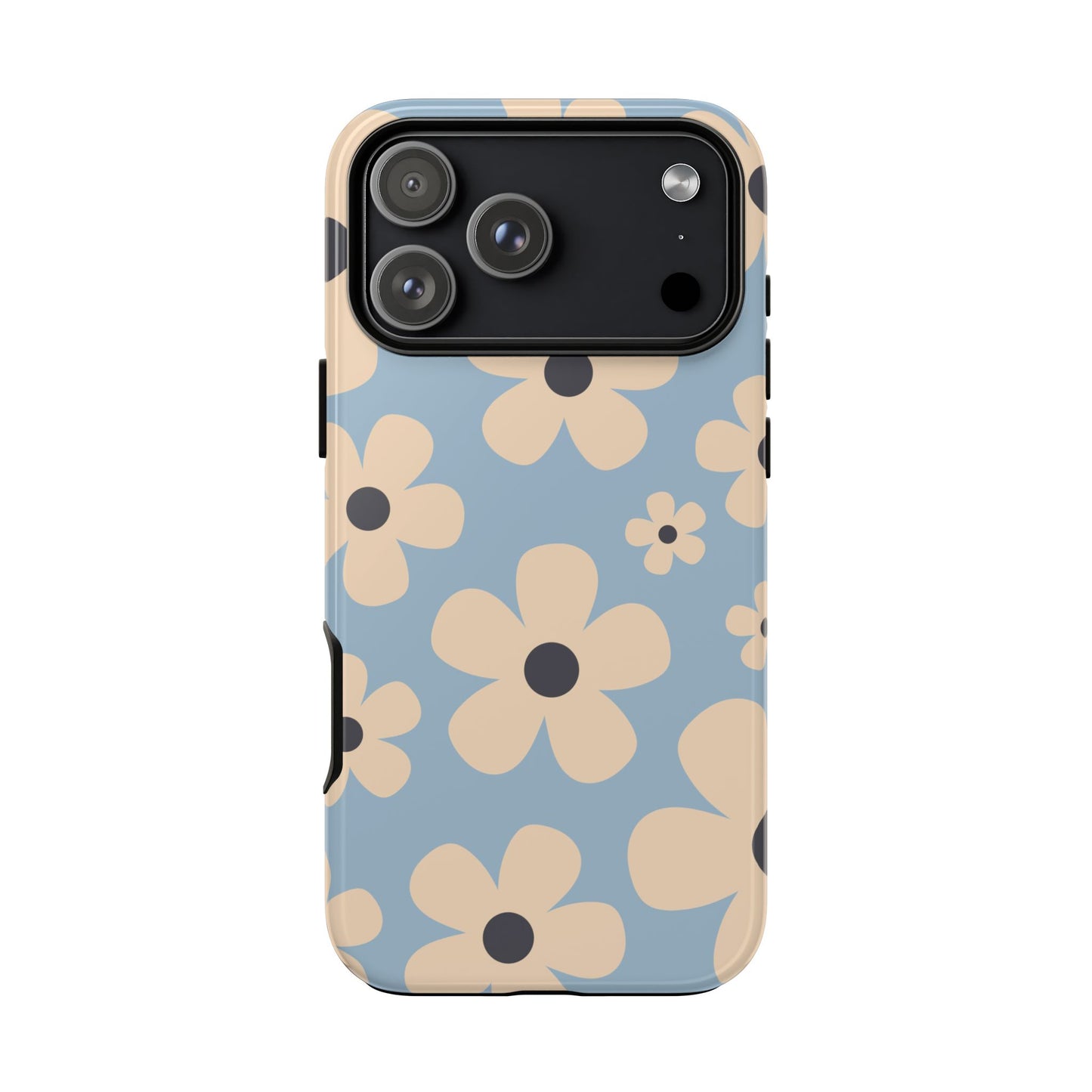 iPhone 17 Pro Max / Glossy Phone Case - Cute Light Blue & Cream Daisy Pattern Phone Case