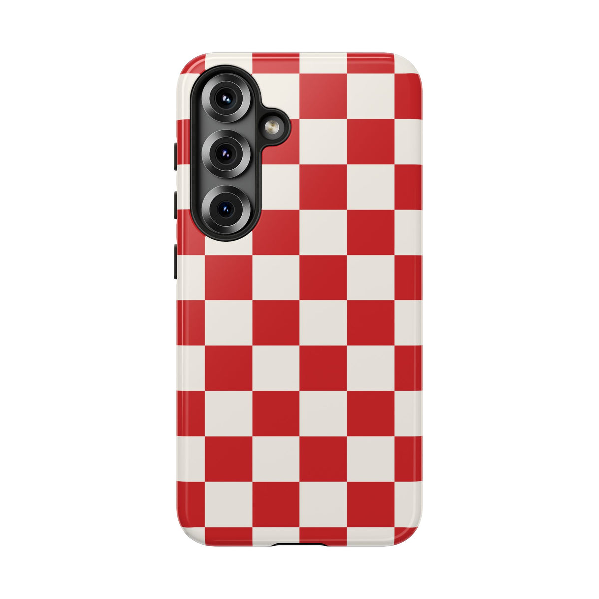 Red Checked Pattern Phone Case - Red Phone Case - Samsung Galaxy S25 / Glossy