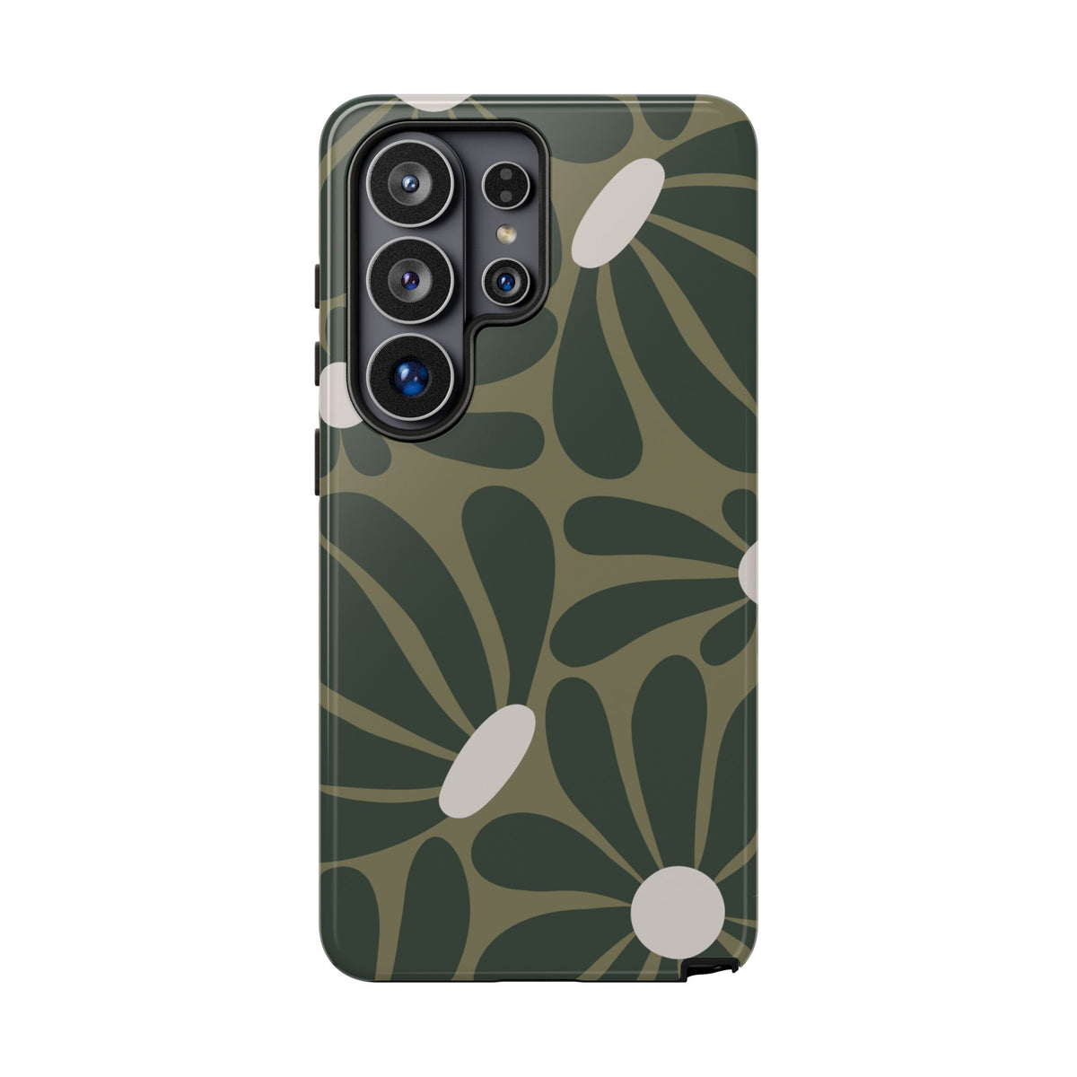 Retro Olive Green Daisy Pattern Phone Case - Green Phone Case - Samsung Galaxy S26 Ultra / Glossy