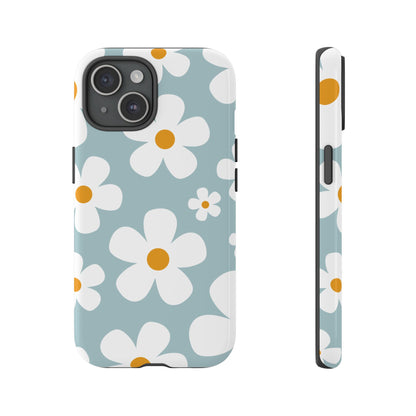 Cute Blue Daisy Pattern Phone Case - Blue Phone Case - iPhone 15 / Glossy