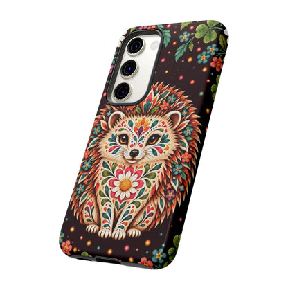 Vibrant Terracotta and Teal Calavera Hedgehog Phone Case - Multicolor Phone Case