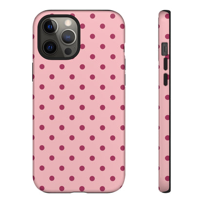 Pink with Red Dot Pattern Phone Case