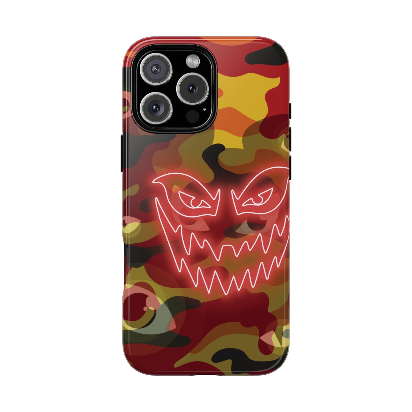Inferno Neon Face Camo Phone Case - Red Phone Case - iPhone 16 Pro Max / Glossy