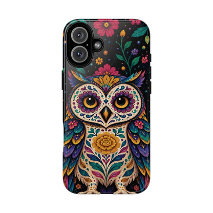 Vibrant Purple and Teal Calavera Owl Phone Case - Multicolor Phone Case - iPhone 16 Plus / Glossy