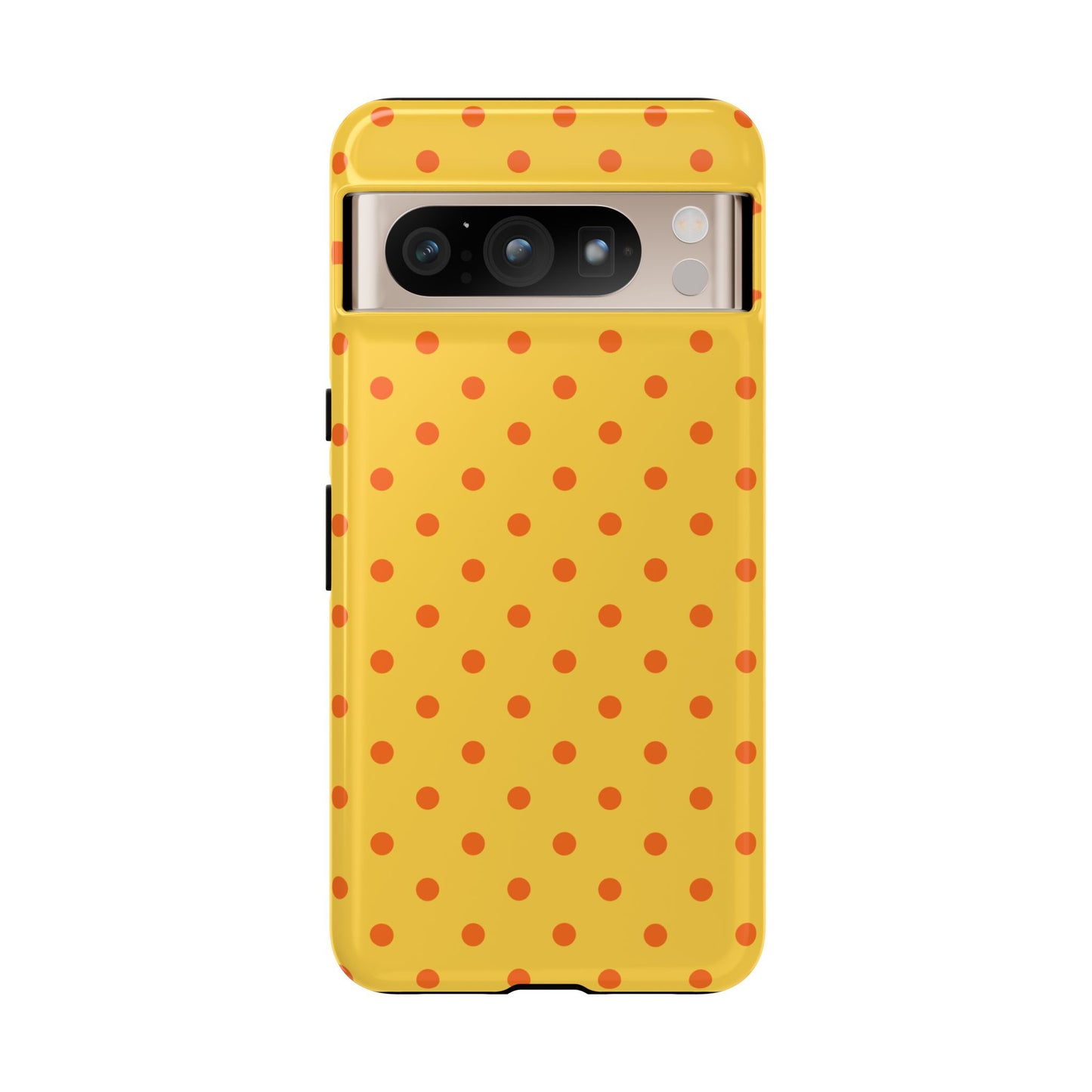 Google Pixel 8 Pro / Glossy Phone Case - Trendy Yellow & Orange Dot Pattern Phone Case
