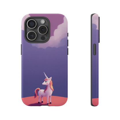 iPhone 15 Pro / Glossy Phone Case - Cute Unicorn & Cloud Design Phone Case