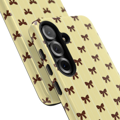 Retro Chocolate Brown Bow Pattern Phone Case