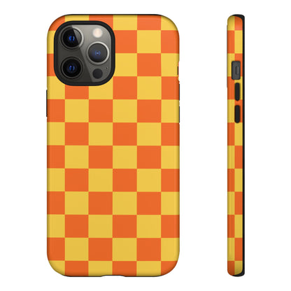Trendy Orange & Yellow Checked Pattern Phone Case - Orange Phone Case - iPhone 12 Pro Max / Glossy